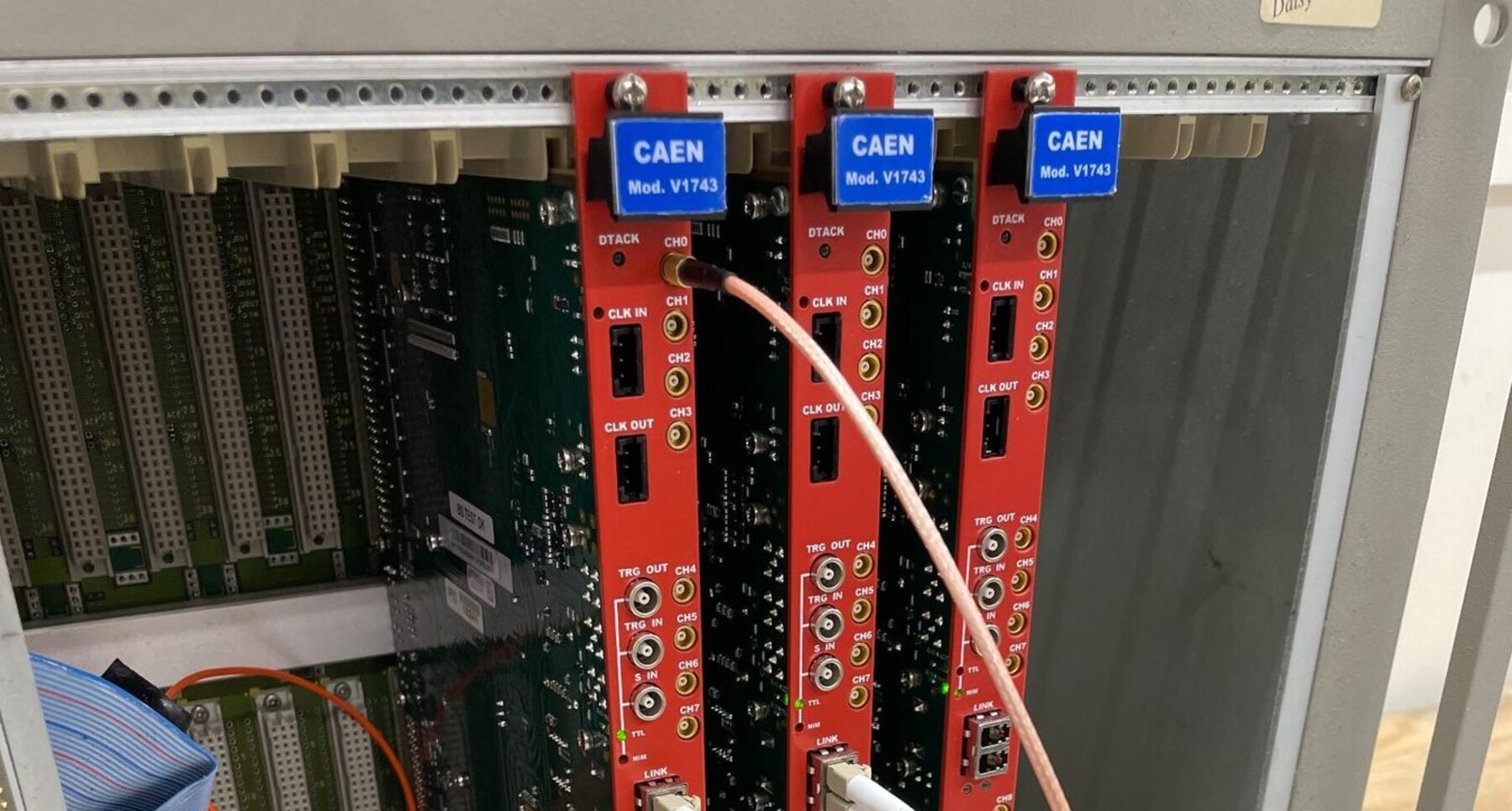CAEN V1743 waveform digitizers used in the MilliQan data-acquisition system